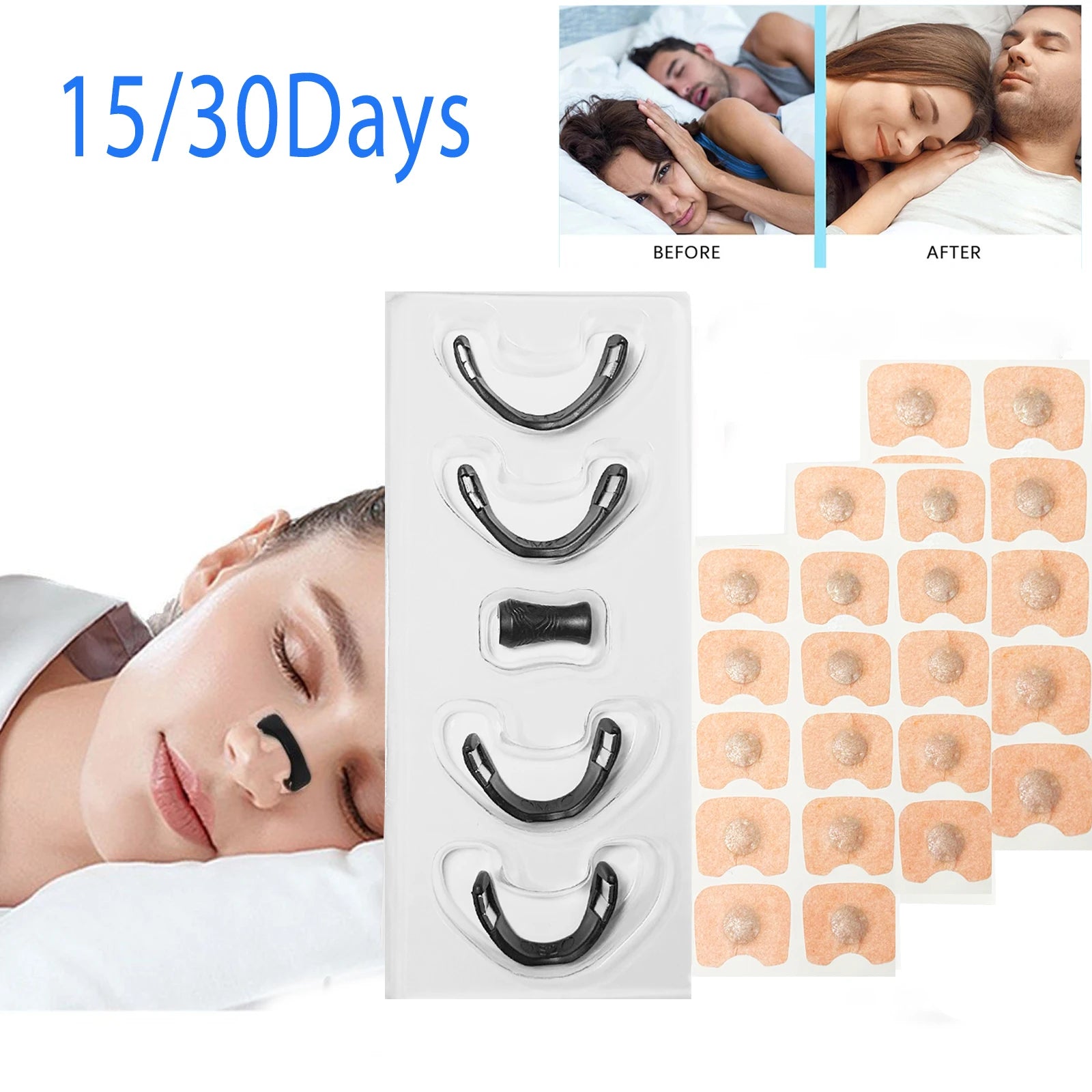 Magnetic Nasal Dilator & Strips Kit – 15/30 Day Anti Snoring Nose Clip Set for Better Breathing & Deeper Sleep