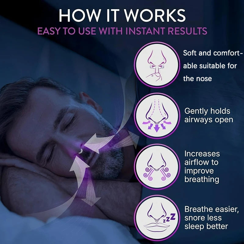 3-Size Nasal Dilator Anti-Snoring Device – Soft Silicone Nose Clip for Better Sleep & Improved Airflow