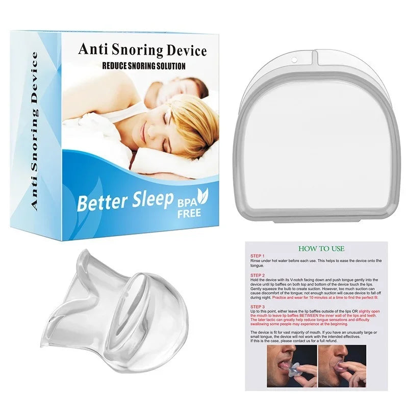 Medical Silicone Anti-Snore Tongue Retainer – Anti Snoring Mouthpiece for Sleep Apnea Relief