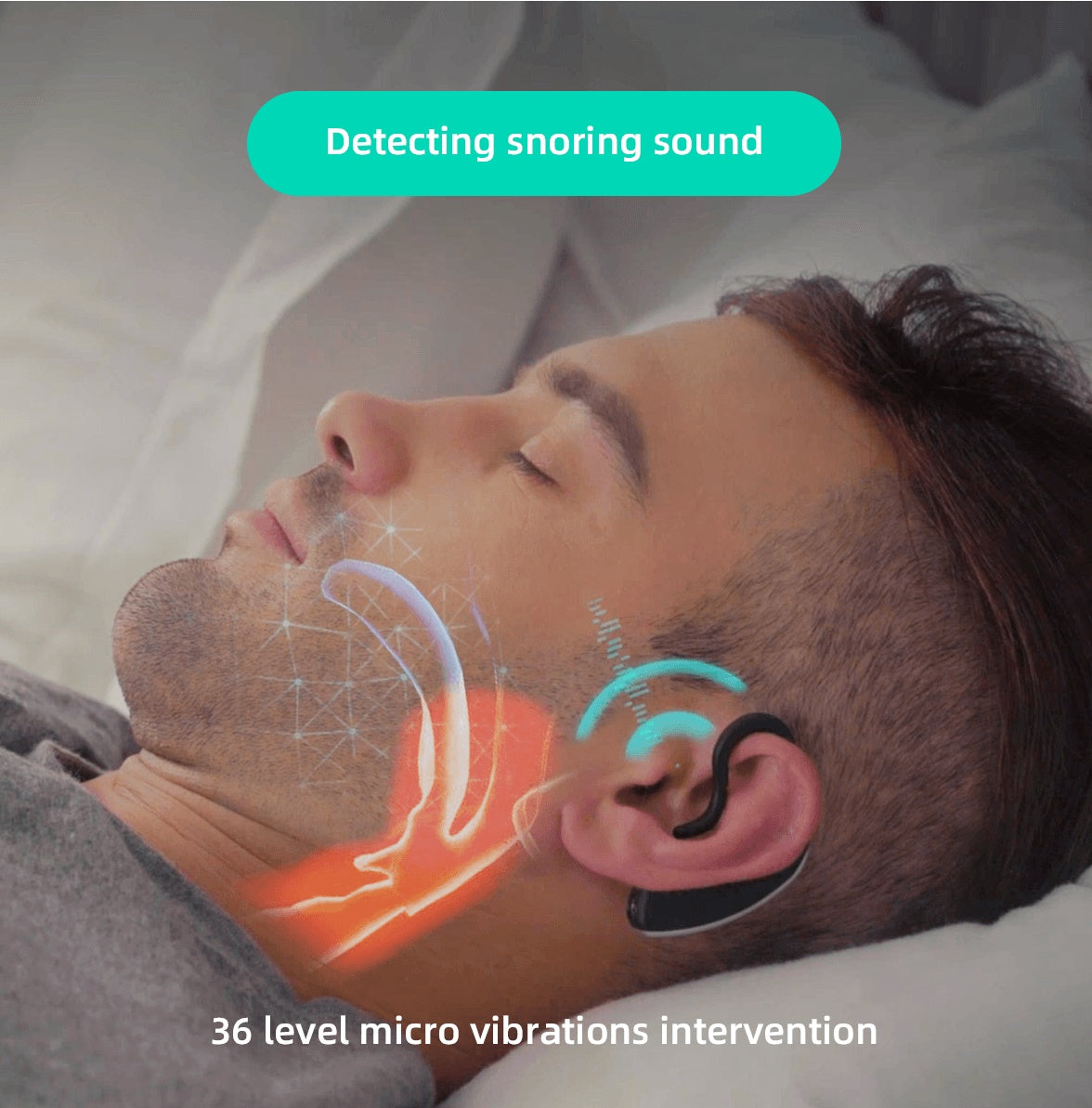Smart Bluetooth Anti-Snoring Earset – 24h Snore Stopper with App, Bone Conduction Detection & Sleep Aid Music