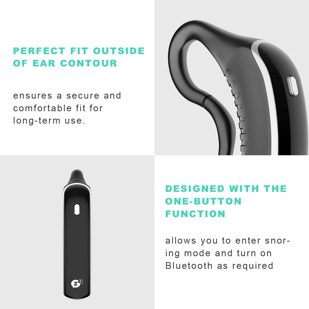 Smart Bluetooth Anti-Snoring Earset – 24h Snore Stopper with App, Bone Conduction Detection & Sleep Aid Music